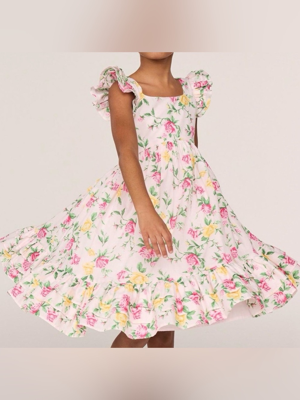Janie and Jack Pink Floral Rose Ruffle Girl’s Dress, Size 12